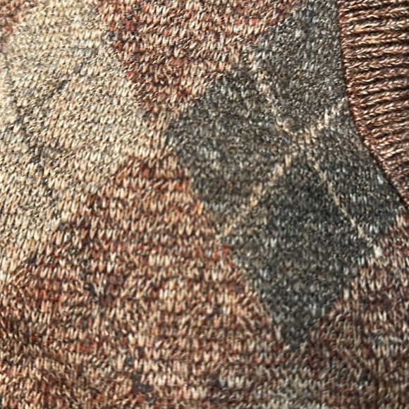 Vintage 1970s? Shades of Brown Faded Plaid Sweater Preppy Collegiate No Tags - Picture 13 of 16